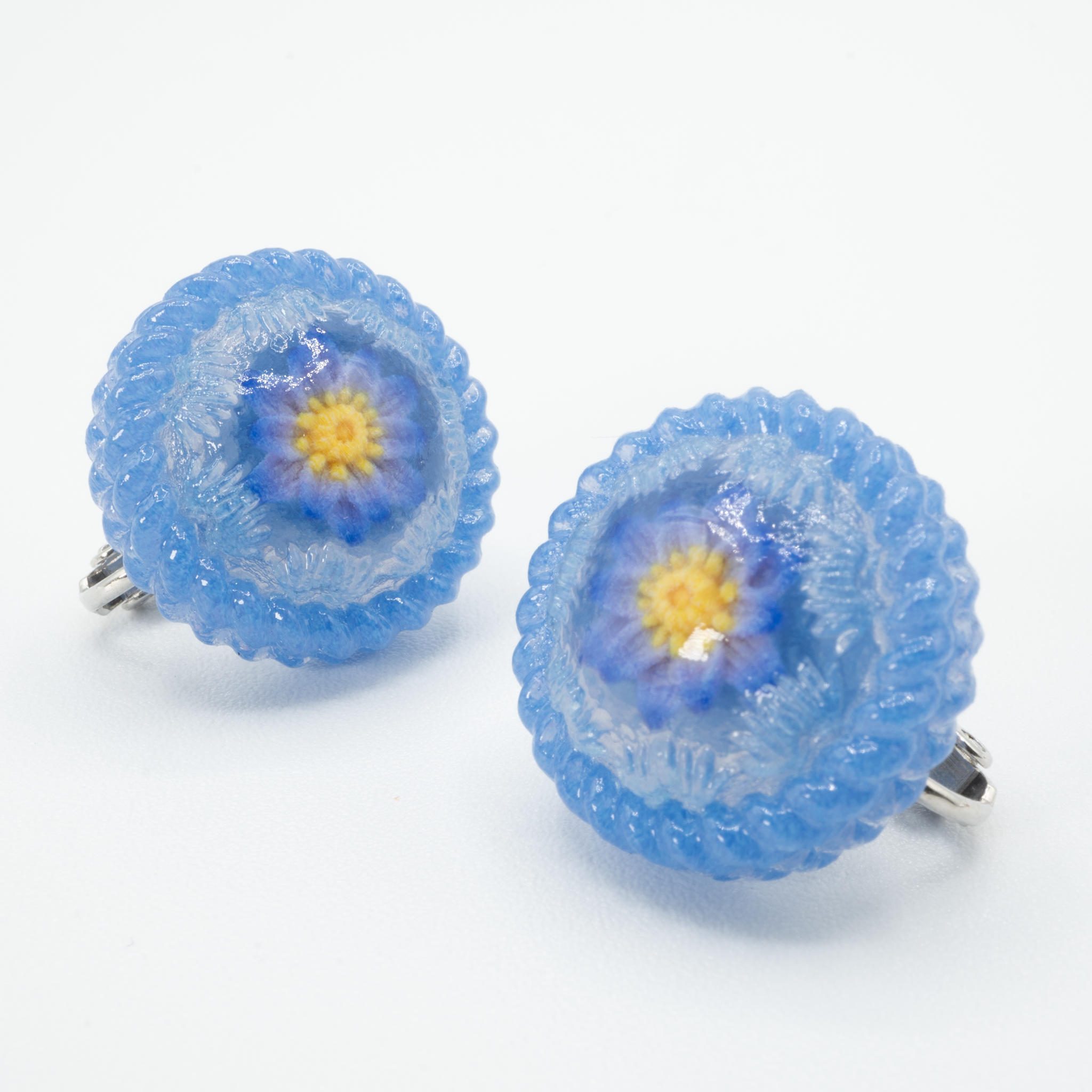 Water lily button earrings - S -