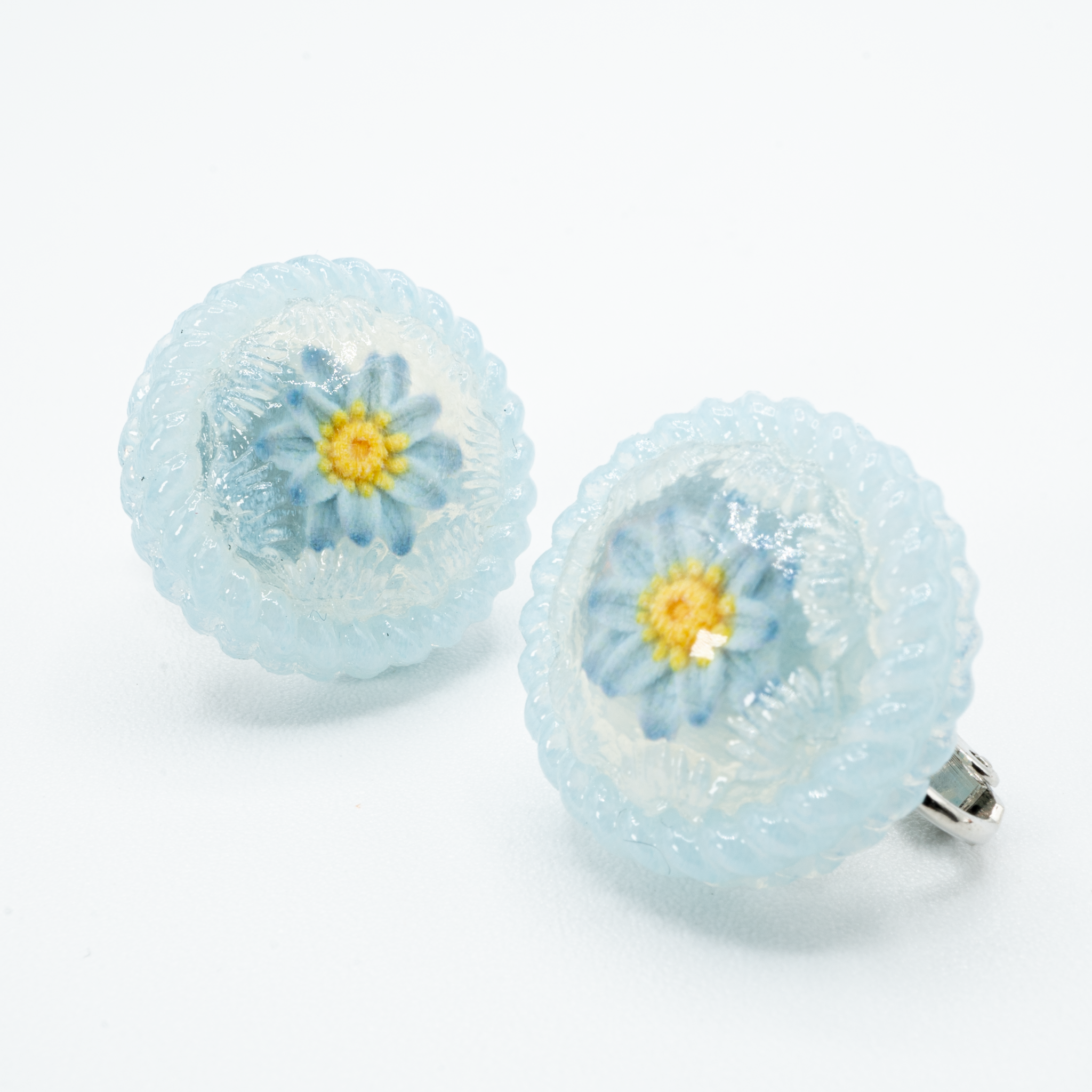 Water lily button earrings - S -