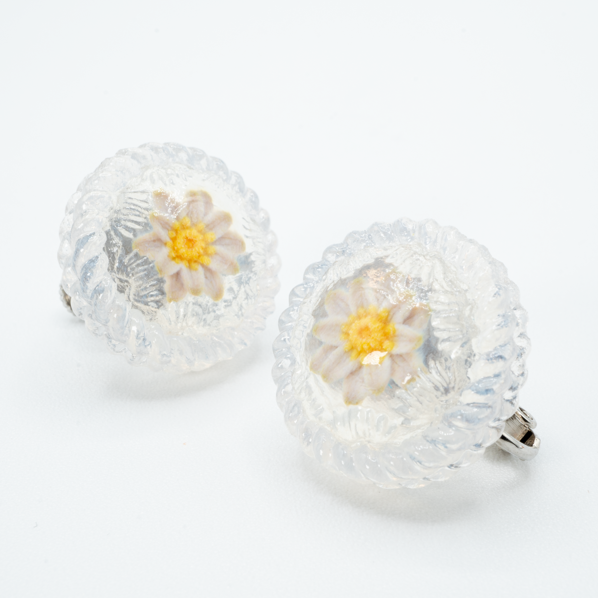 Water lily button earrings - S -