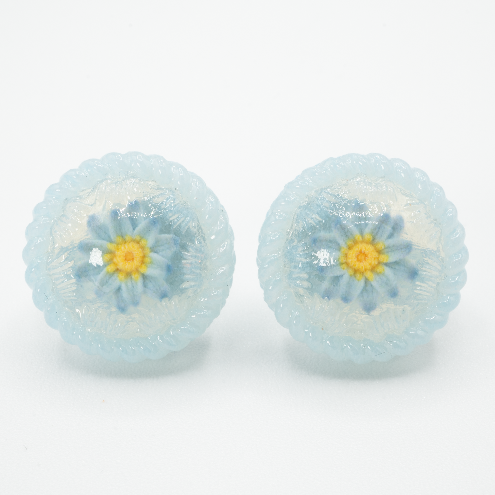 Water lily button earrings - S -
