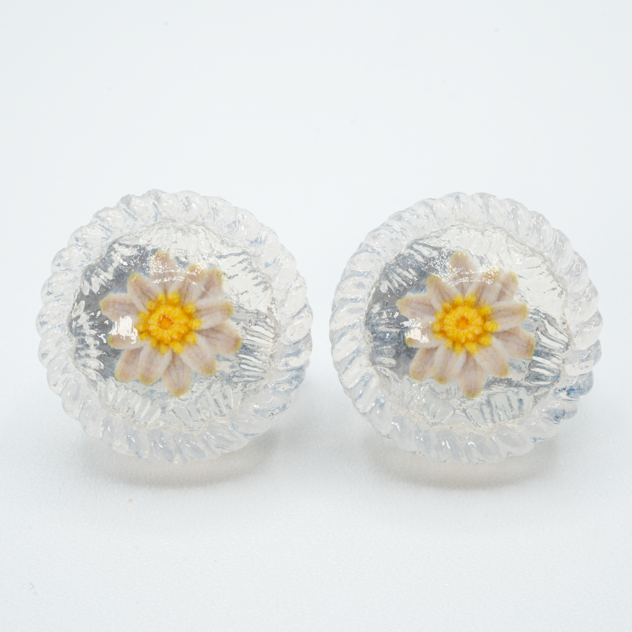 Water lily button earrings - S -
