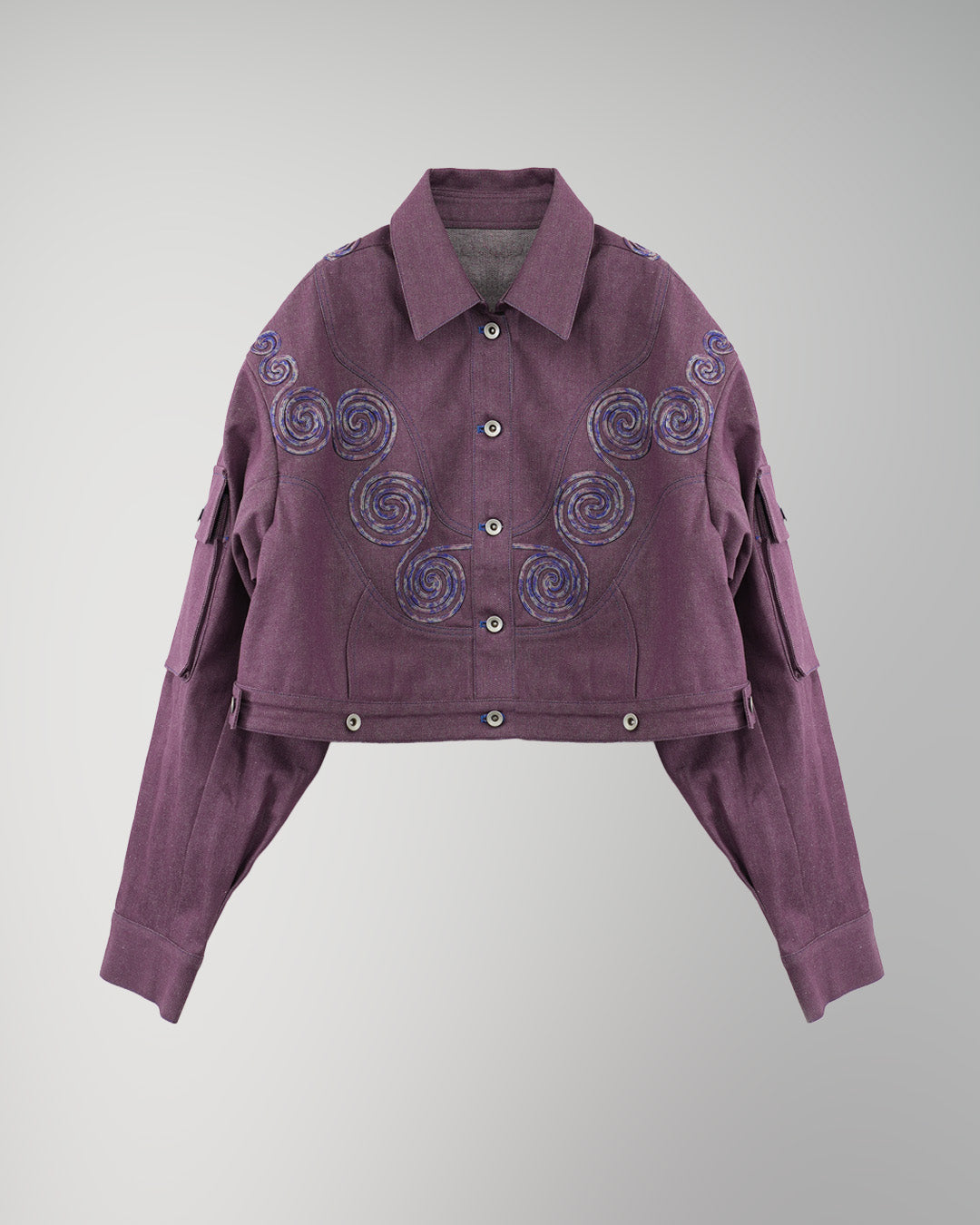Goldfish Embroidered Denim Jacket Purple