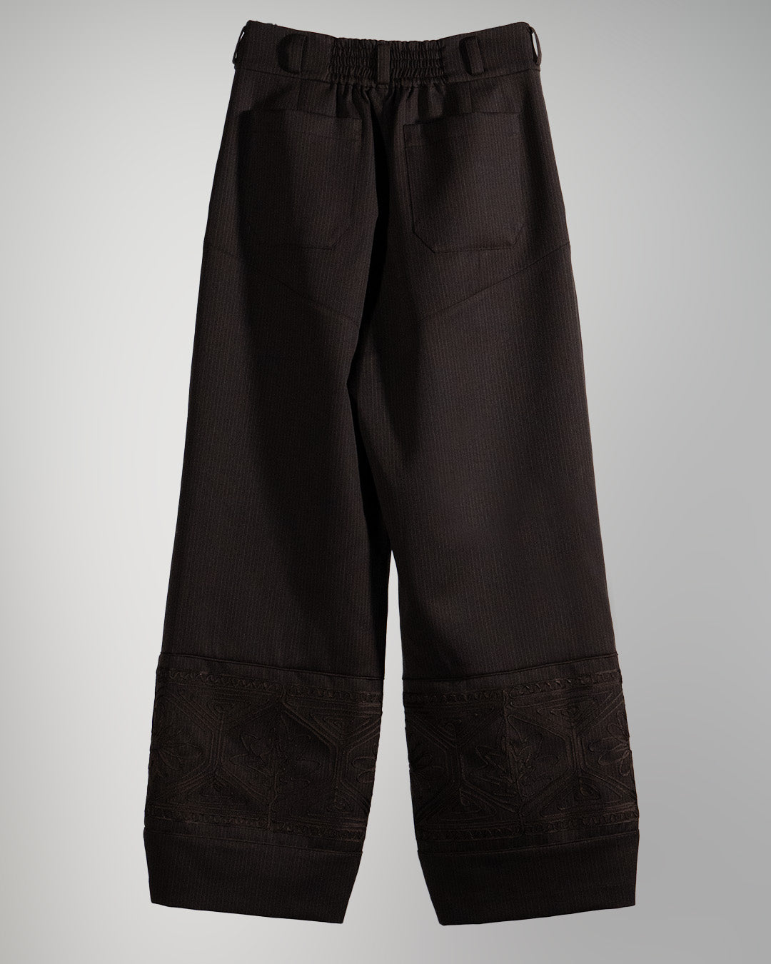 KIKU embroidered wide-leg wool suit trousers Dark brown【予約販売：2026年9月～10月発送予定】