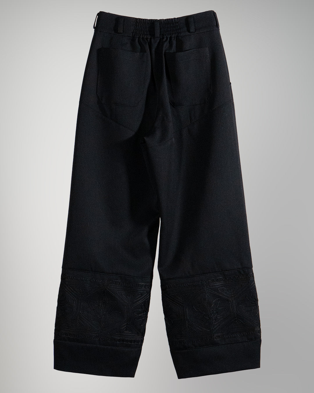 KIKU embroidered wide-leg wool suit trousers Black【予約販売：2026年9月～10月発送予定】