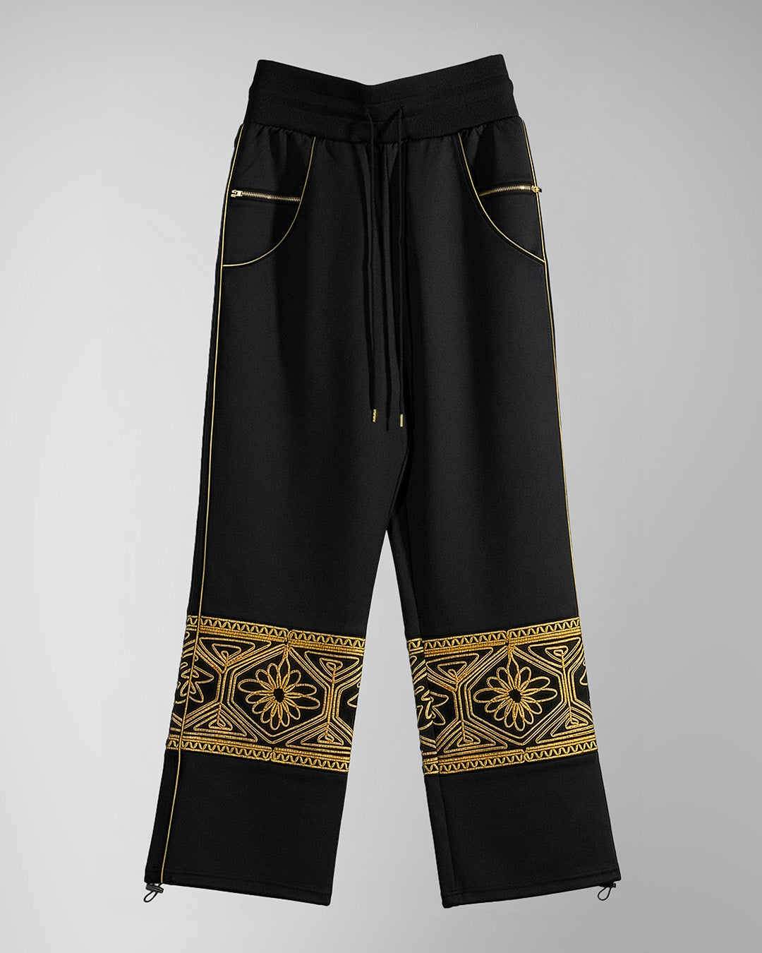 KIKU embroidered wide-leg track pants Black【予約販売：2026年9月～10月発送予定】