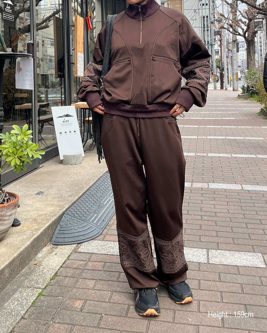 KIKU embroidered overseized track jacket Chocolate【予約販売：2026年9月～10月発送予定】