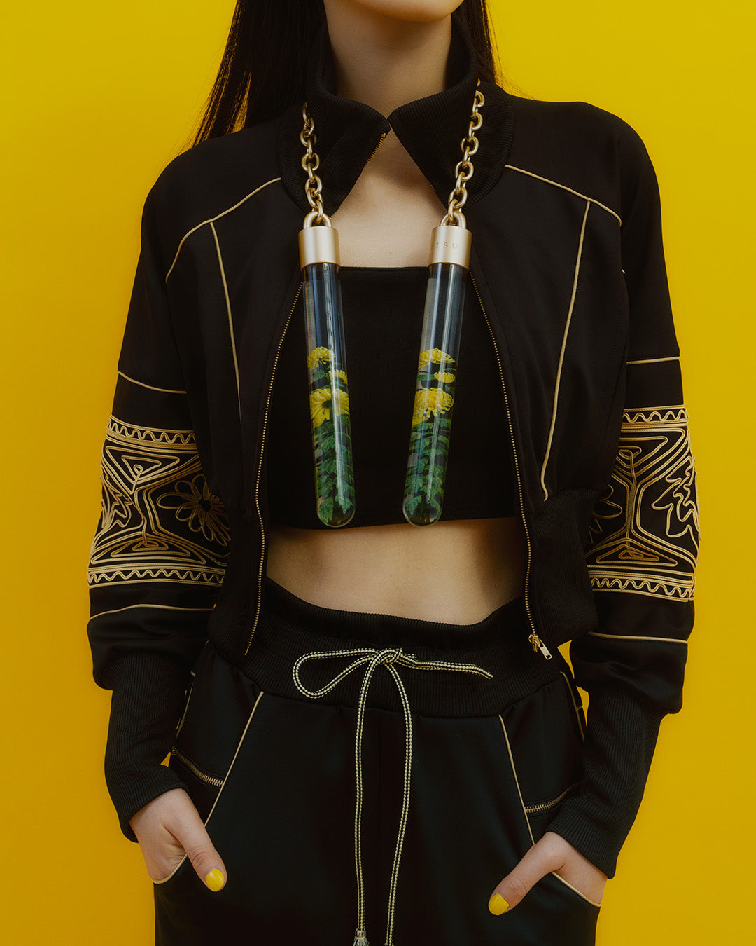 KIKU cropped tracksuit Black【予約販売：2026年9月～10月発送予定】