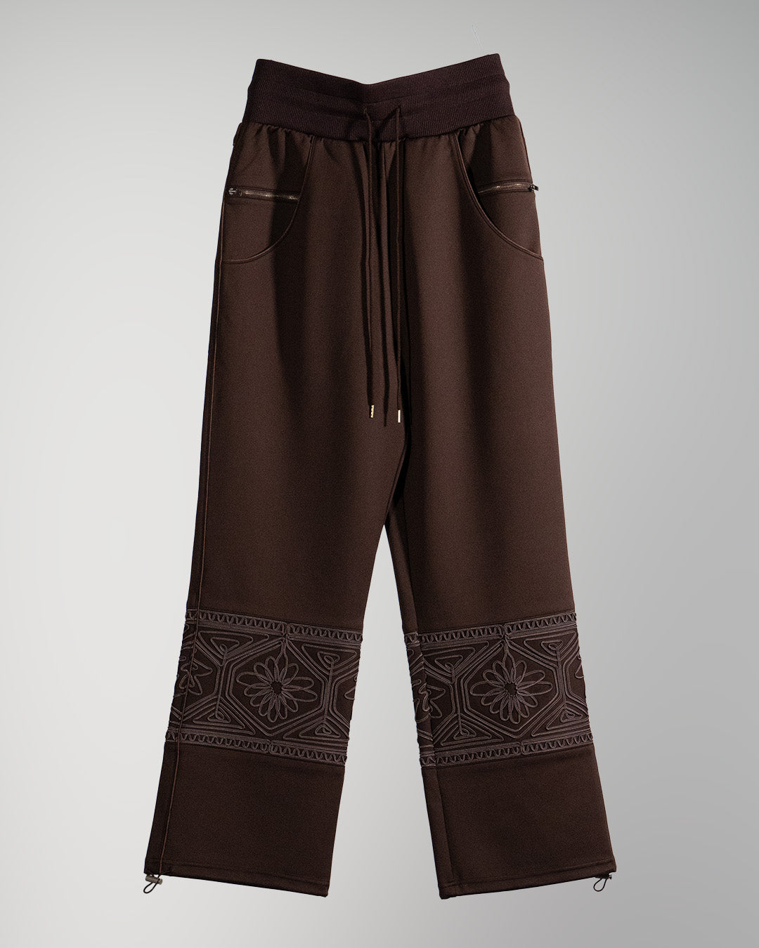 KIKU embroidered wide-leg track pants Chocolate【予約販売：2026年9月～10月発送予定】