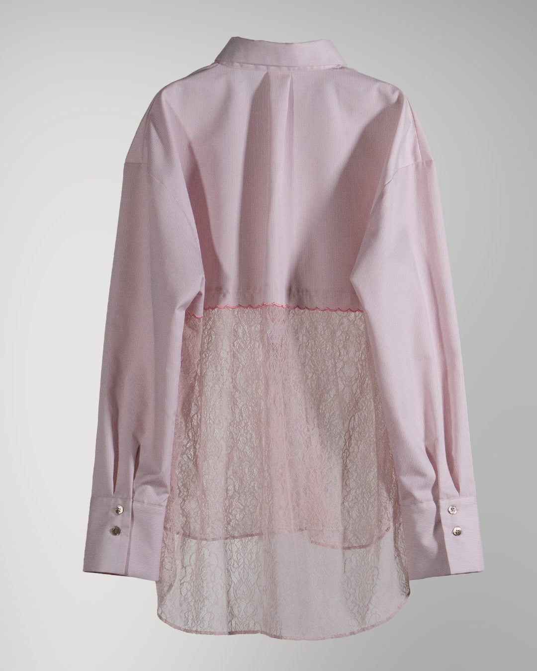 Lace-Paneled Striped Shirt Pink【予約販売：2026年9月～10月発送予定】