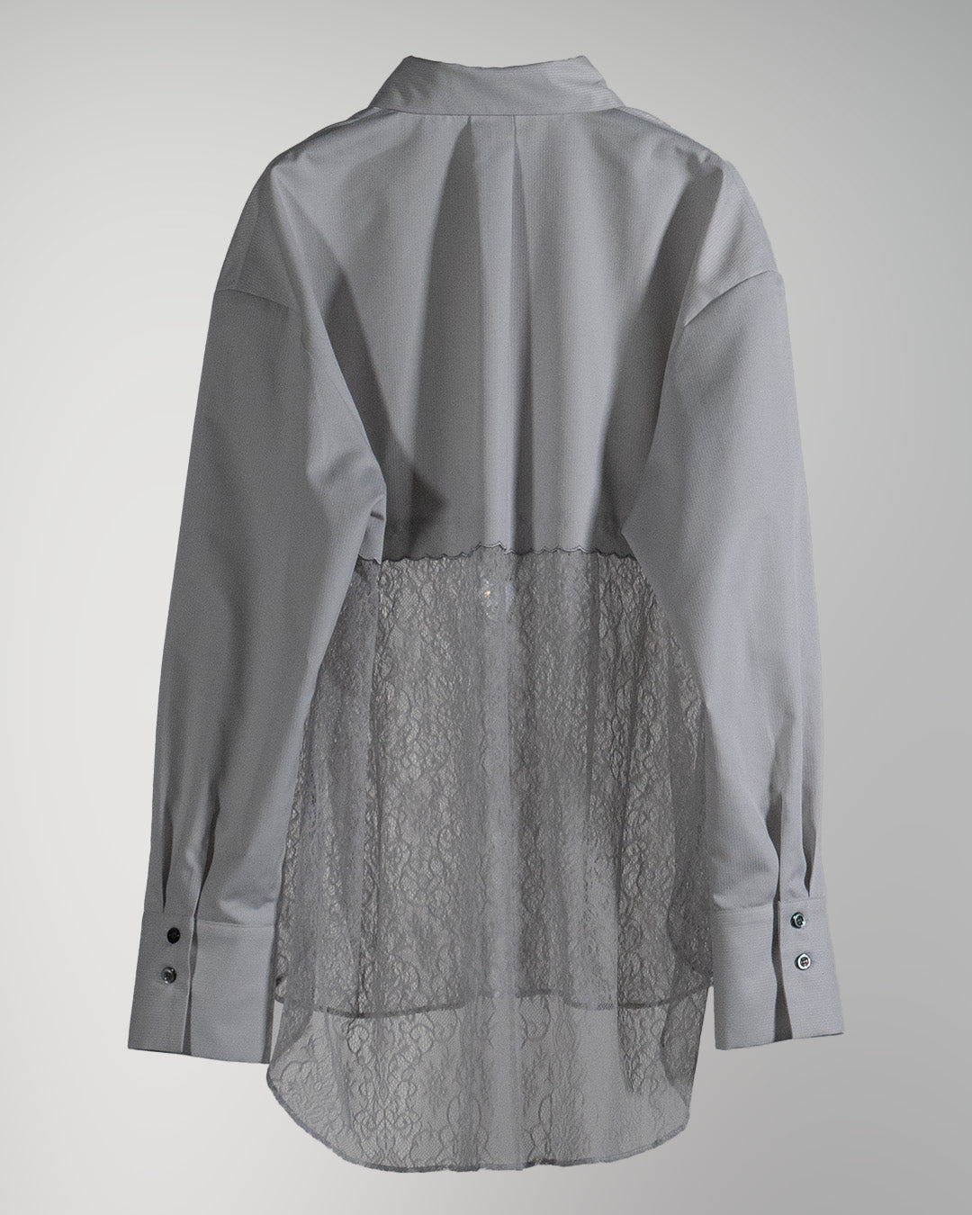 Lace-Paneled Striped Shirt Ice gray【予約販売：2026年9月～10月発送予定】