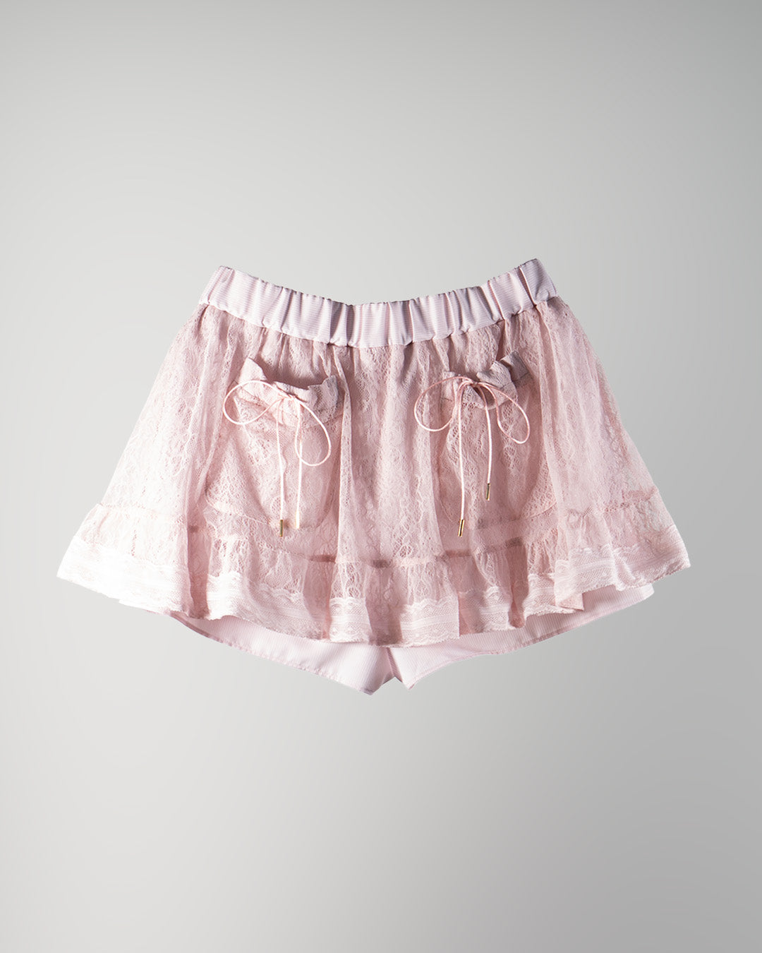 Lace-Paneled Striped Skort Pink【予約販売：2026年9月～10月発送予定】
