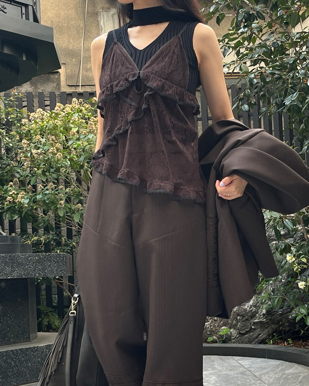 Lace Camisole Dark brown【予約販売：2026年9月～10月発送予定】