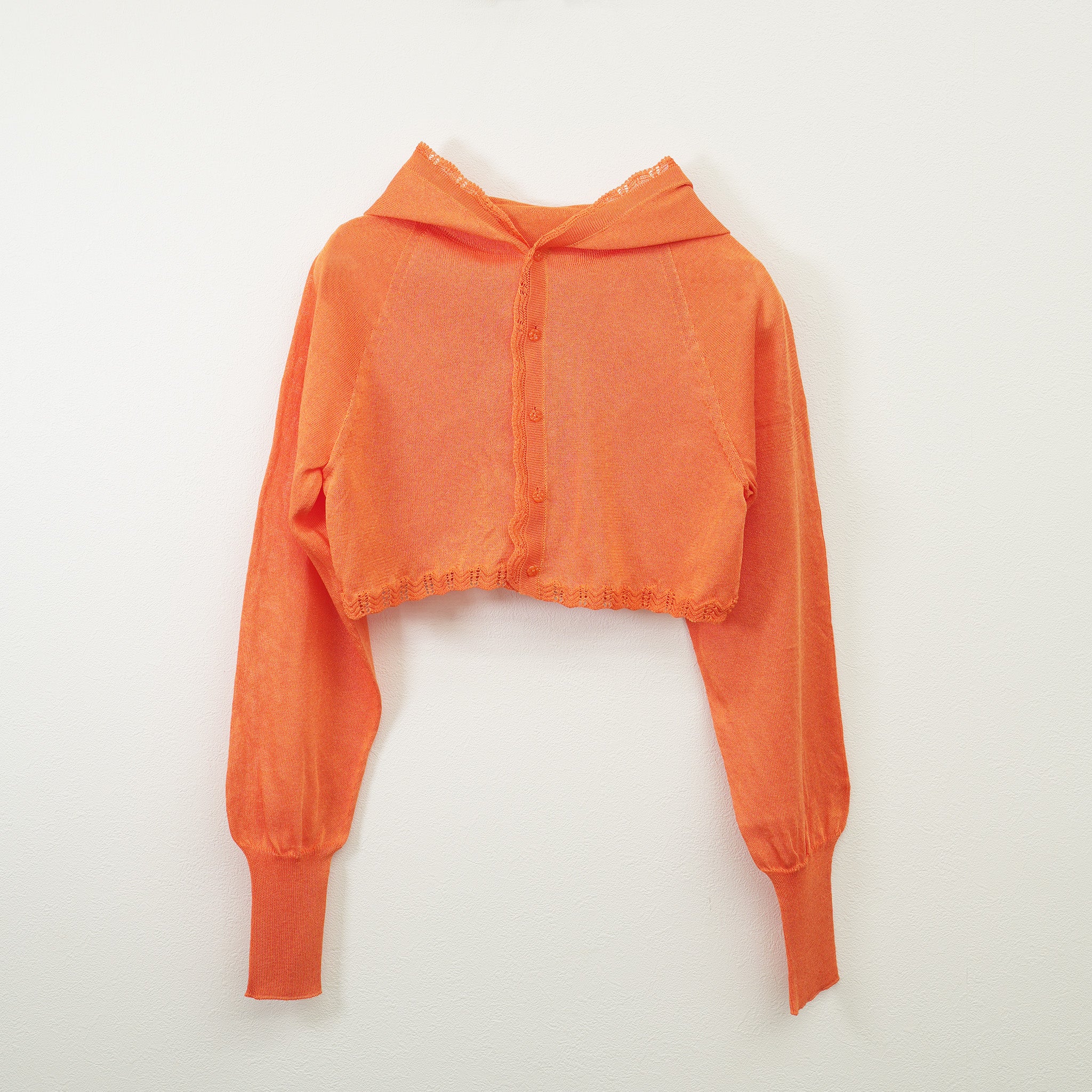 Lame knitted hoodie cardigan Orange【予約販売：2026年3月～5月発送予定】