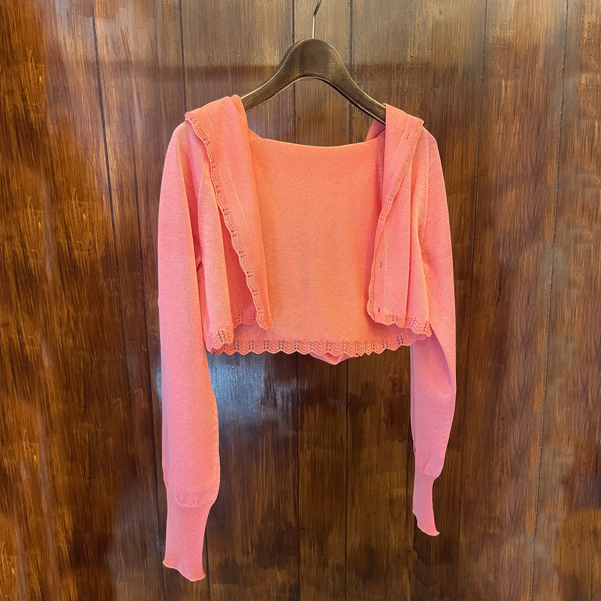 Lame knitted hoodie cardigan Pink【予約販売：2026年3月～5月発送予定】