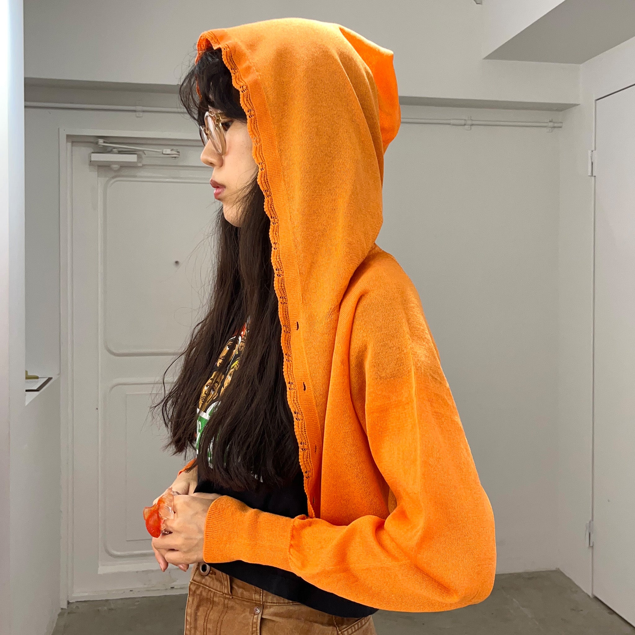 Lame knitted hoodie cardigan Purple【予約販売：2026年3月～5月発送予定】