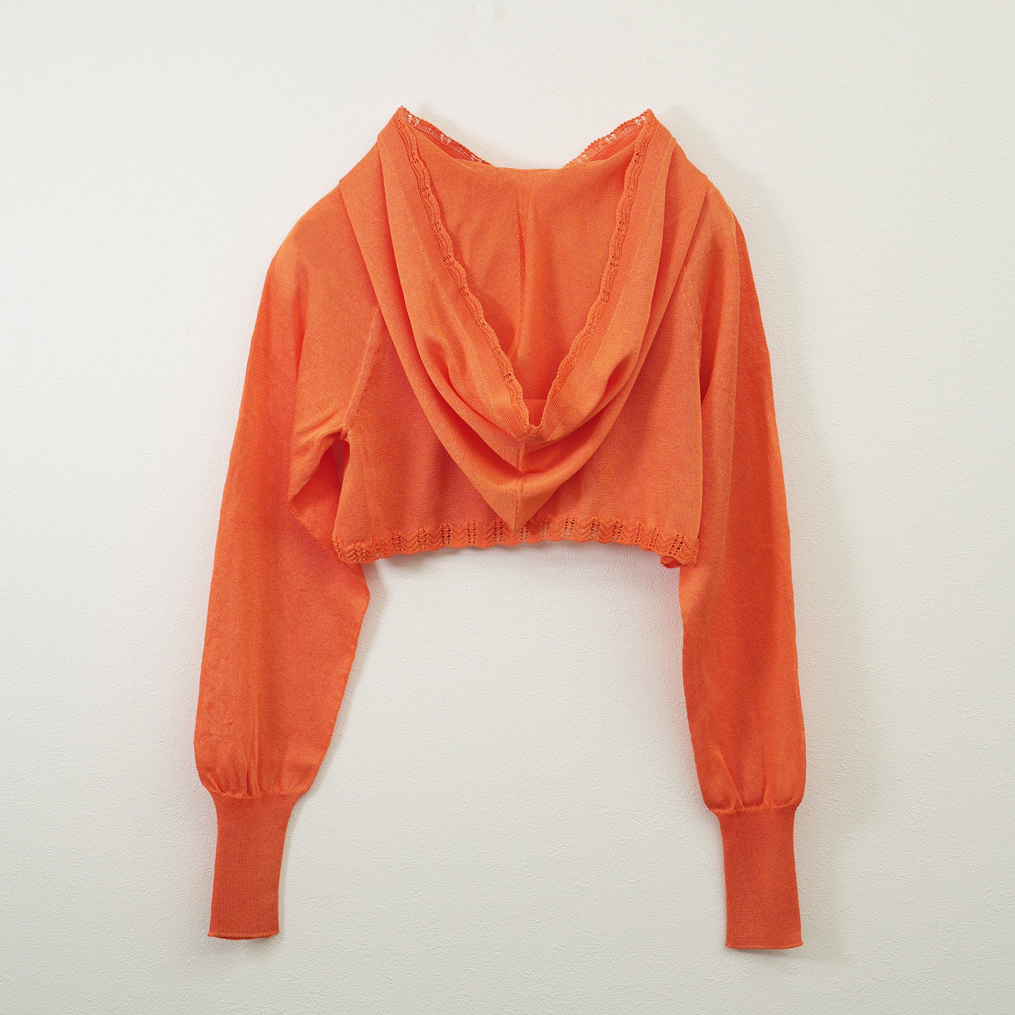 Lame knitted hoodie cardigan Orange【予約販売：2026年3月～5月発送予定】