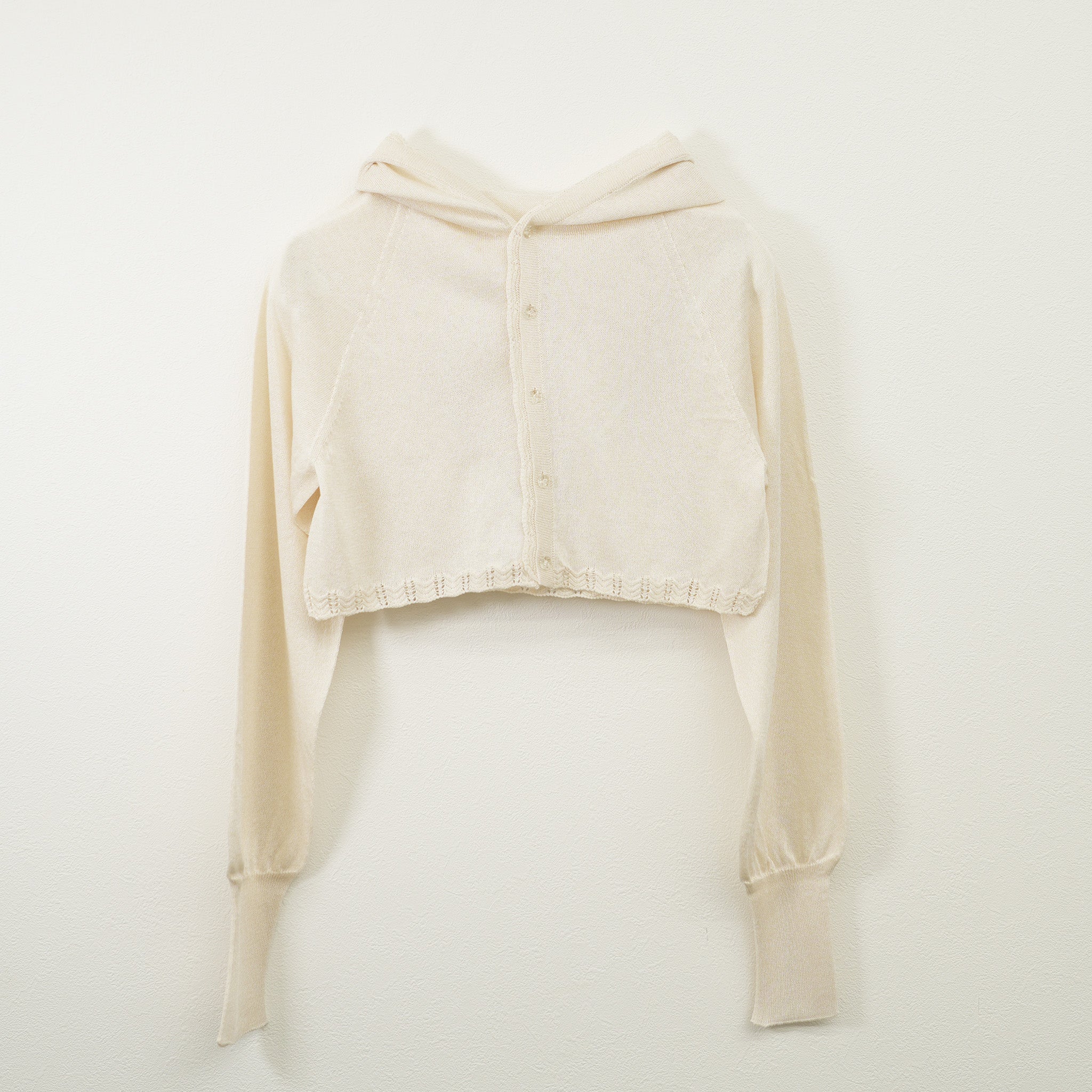 Lame knitted hoodie cardigan White【予約販売：2026年3月～5月発送予定】