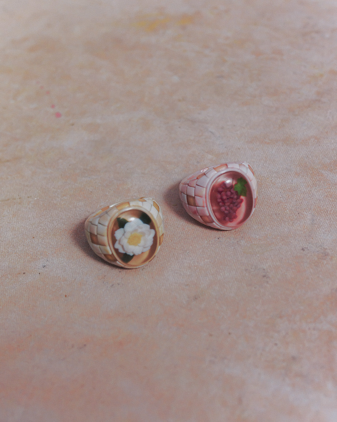 Tile frame Ring Beige Sazanka【予約販売：2026年9月～10月発送予定】