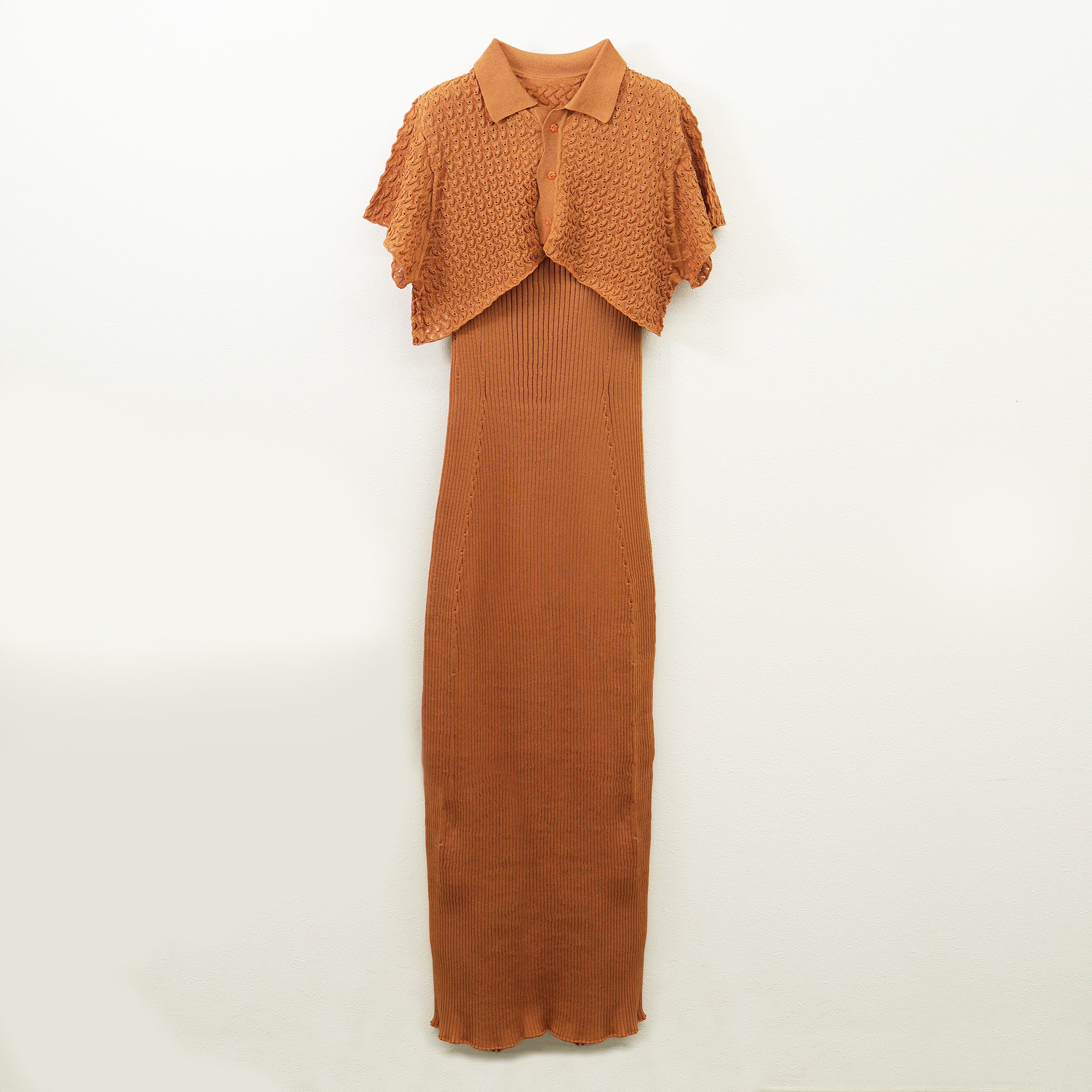 Wave Polo Bolero Knit Dress Set Brown【予約販売：2026年3月～5月発送予定】