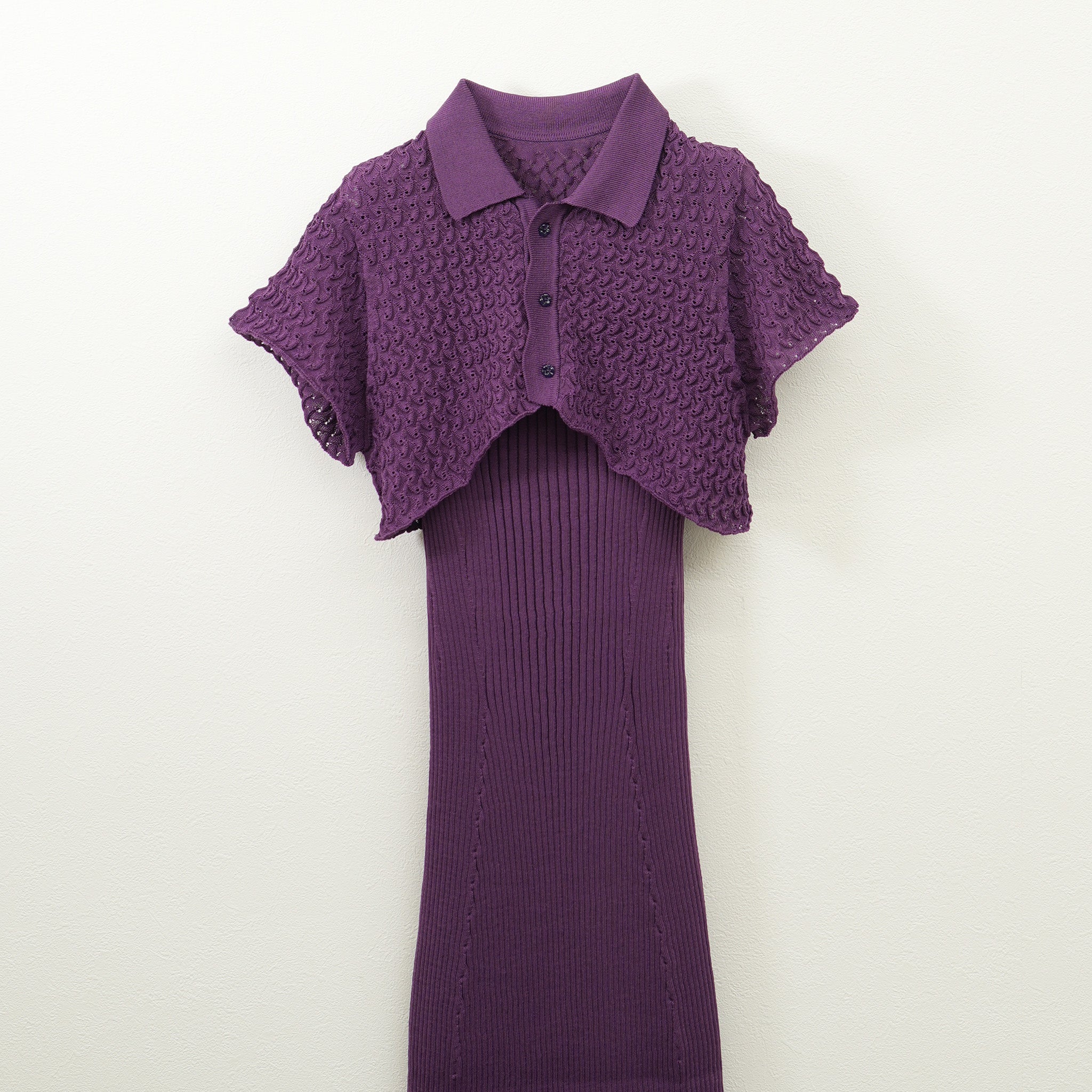 Wave Polo Bolero Knit Dress Set Purple【予約販売：2026年3月～5月発送予定】