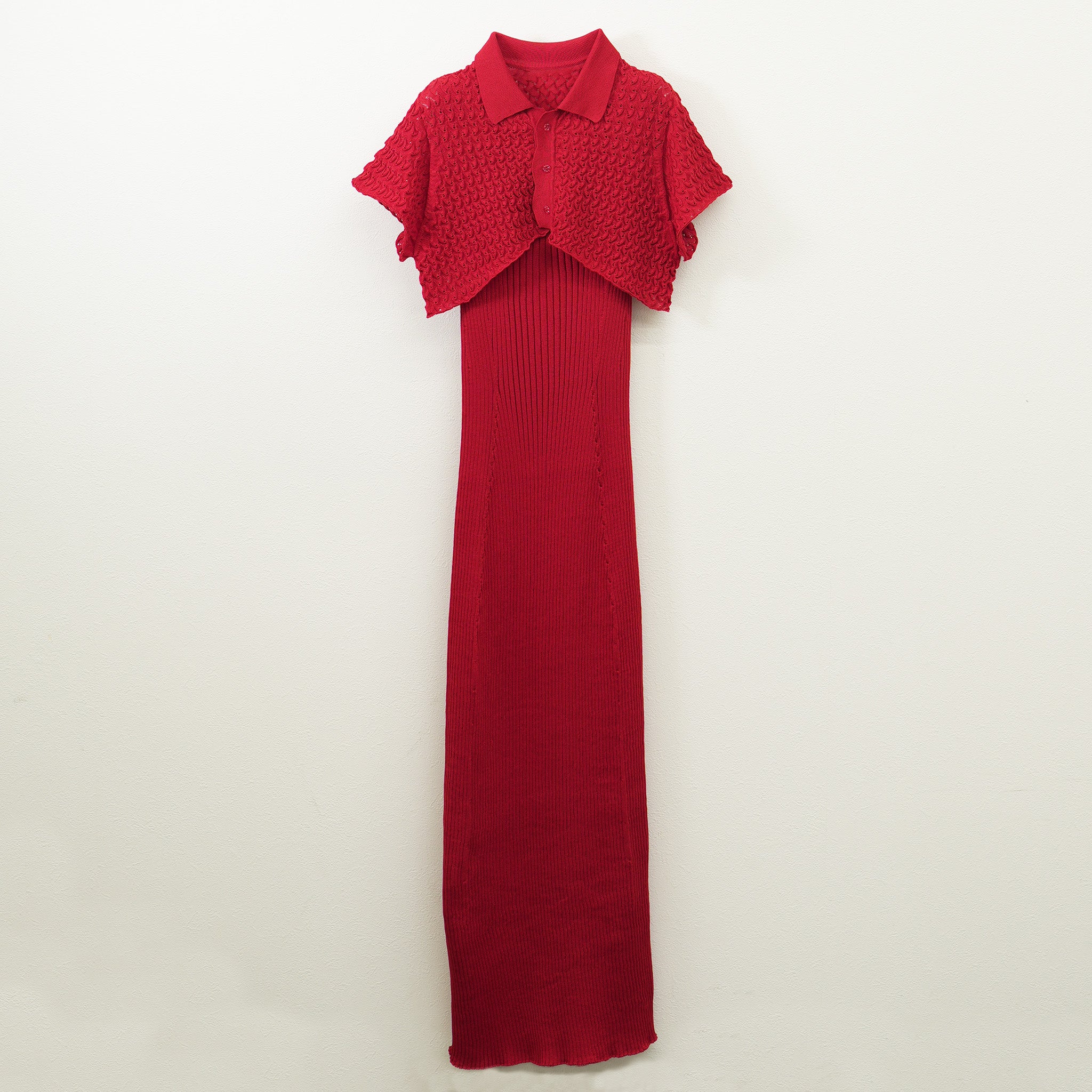 Wave Polo Bolero Knit Dress Set Red【予約販売：2026年3月～5月発送予定】
