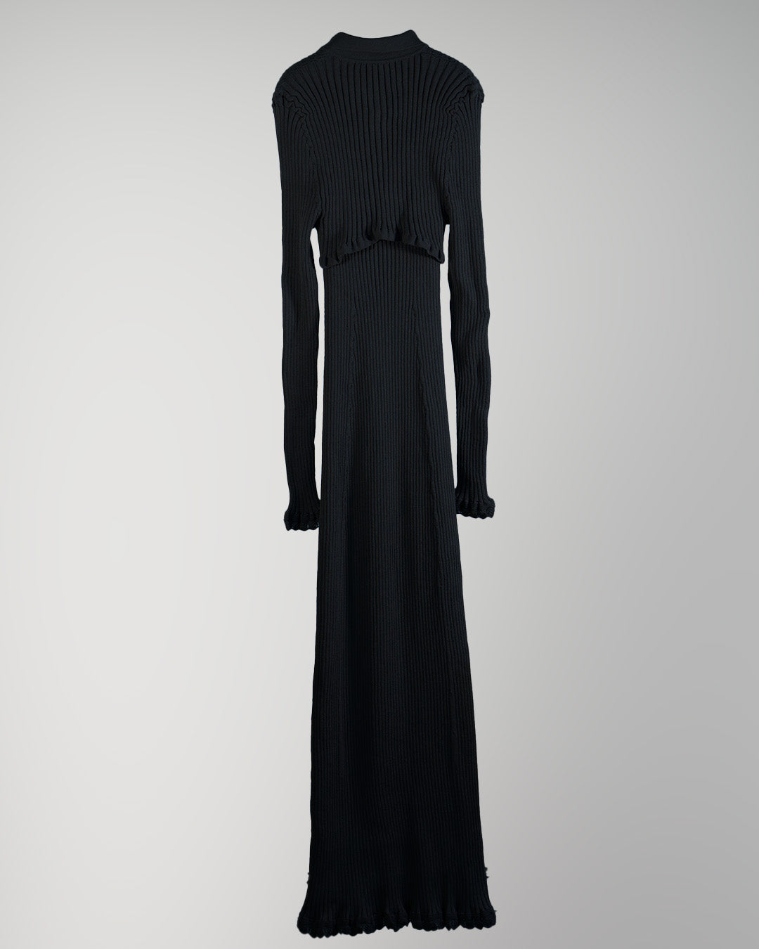 Ribbed polo bolero knit dress set Black【予約販売：2026年9月～10月発送予定】