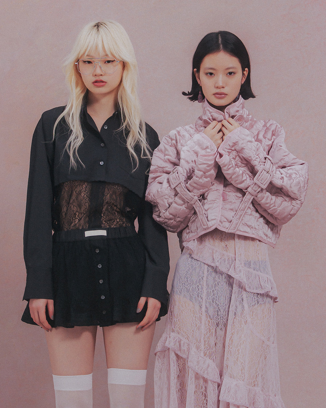 Sazanka cropped quilted satin jacket Pink【予約販売：2026年9月～10月発送予定】