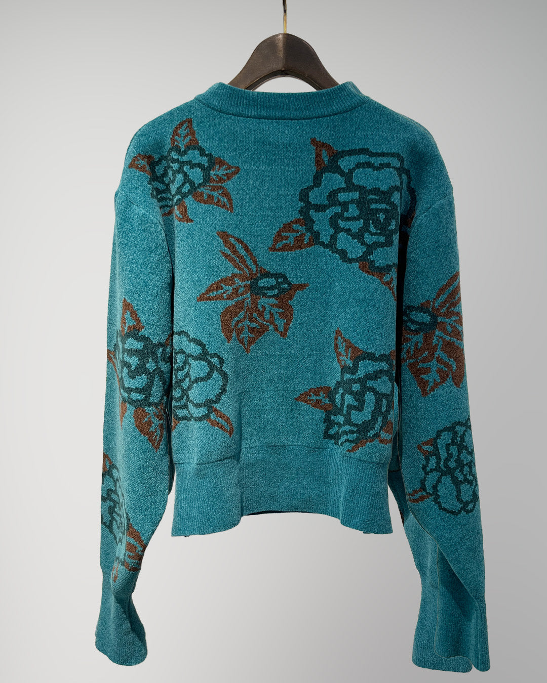 Sazanka jacquard-knit oversized sweater Blue【予約販売：2026年9月～10月発送予定】