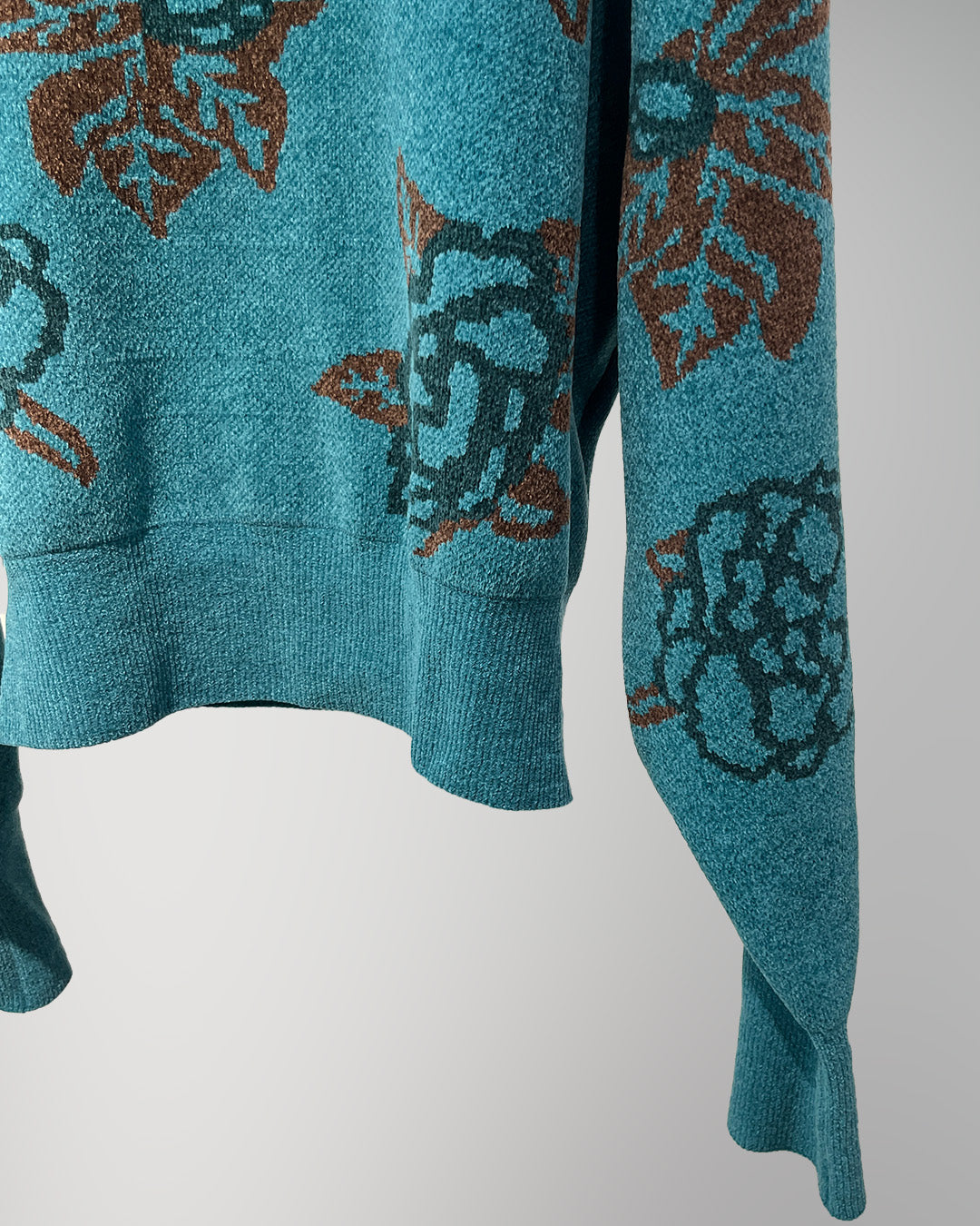Sazanka jacquard-knit oversized sweater Blue【予約販売：2026年9月～10月発送予定】