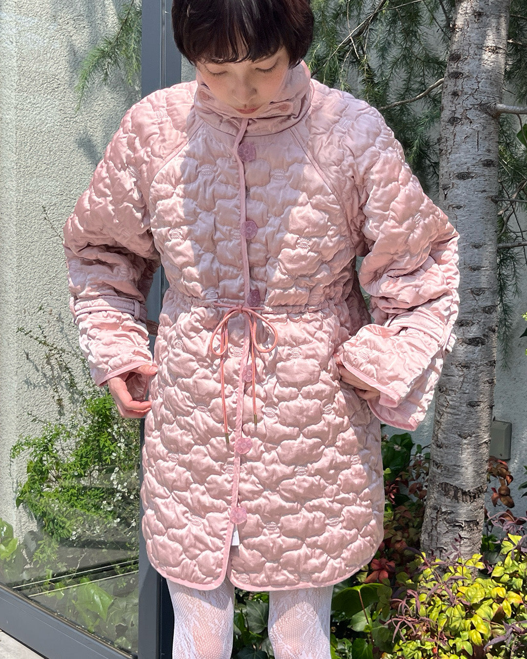Sazanka quilted satin jacket Pink【予約販売：2026年9月～10月発送予定】