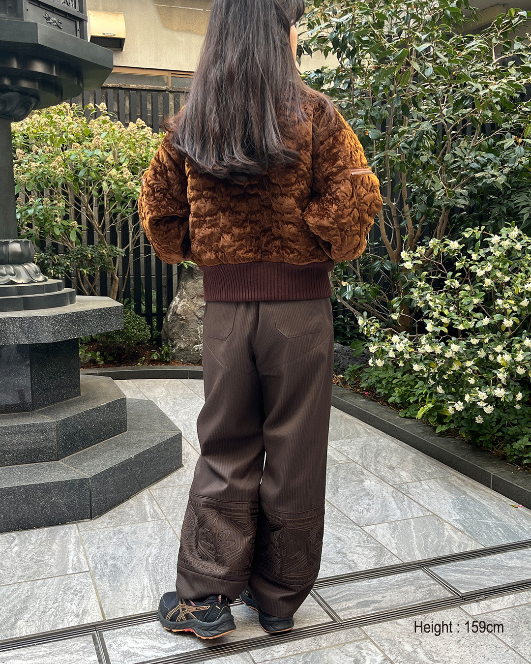 Sazanka quilted velour bomber jacket Chocolate【予約販売：2026年9月～10月発送予定】