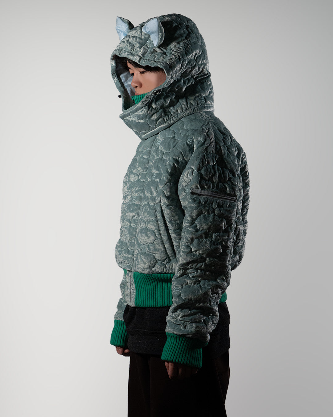 Sazanka quilted velour bomber jacket Mint green【予約販売：2026年9月～10月発送予定】
