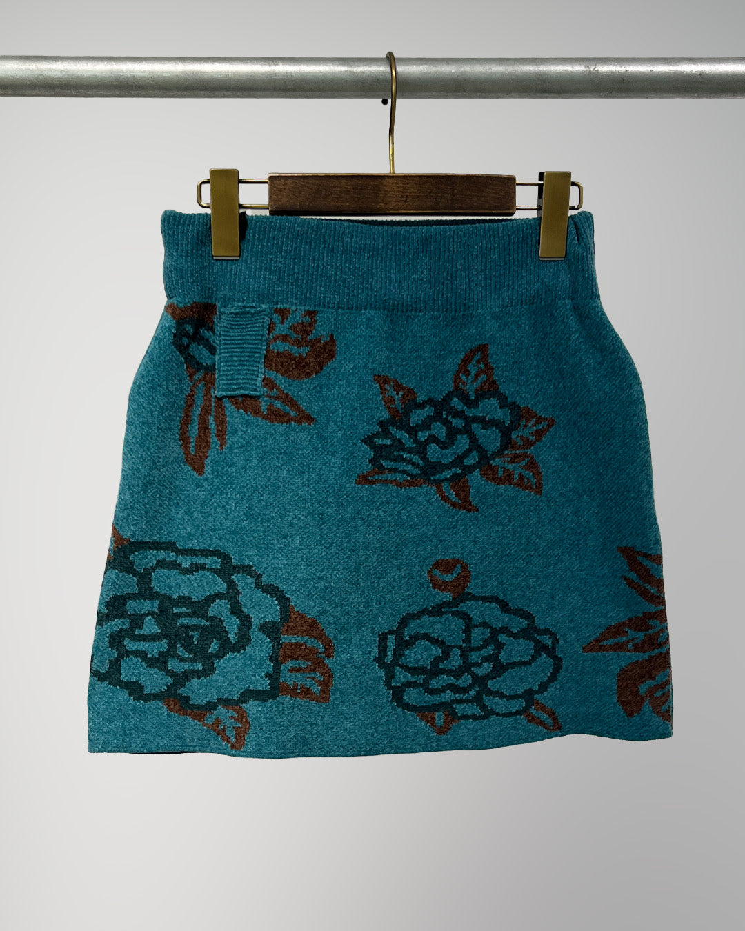 Sazanka jacquard-knit mini skirt Blue【予約販売：2026年9月～10月発送予定】