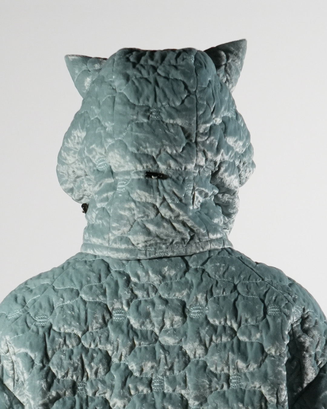 Sazanka quilted velour cat balaclava Mint green【予約販売：2026年9月～10月発送予定】