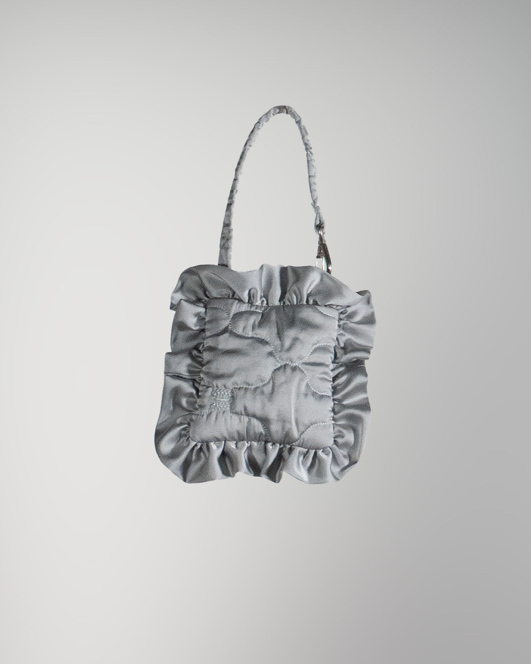 Sazanka quilted satin pillow bag mini Ice gray【予約販売：2026年9月～10月発送予定】
