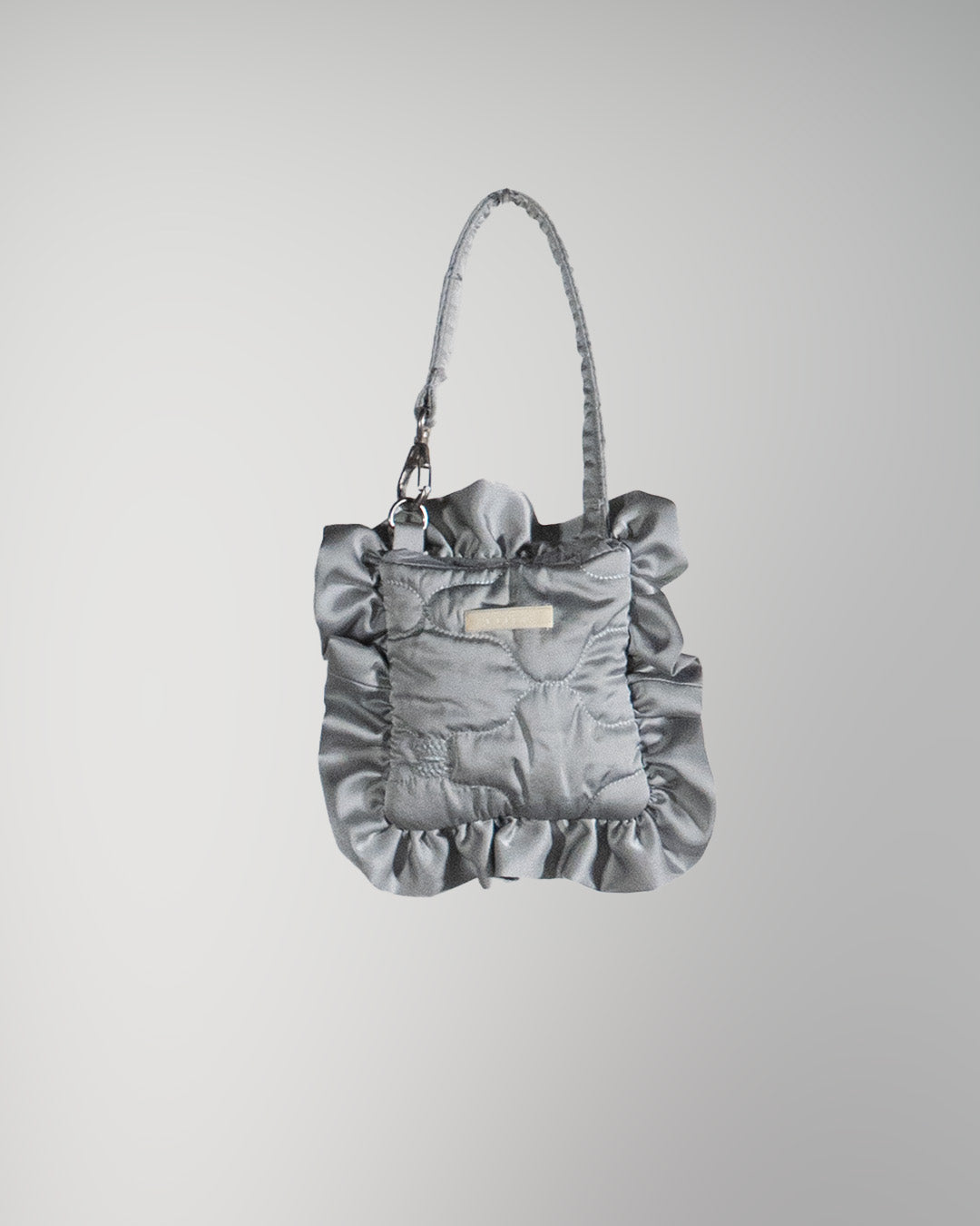 Sazanka quilted satin pillow bag mini Ice gray【予約販売：2026年9月～10月発送予定】