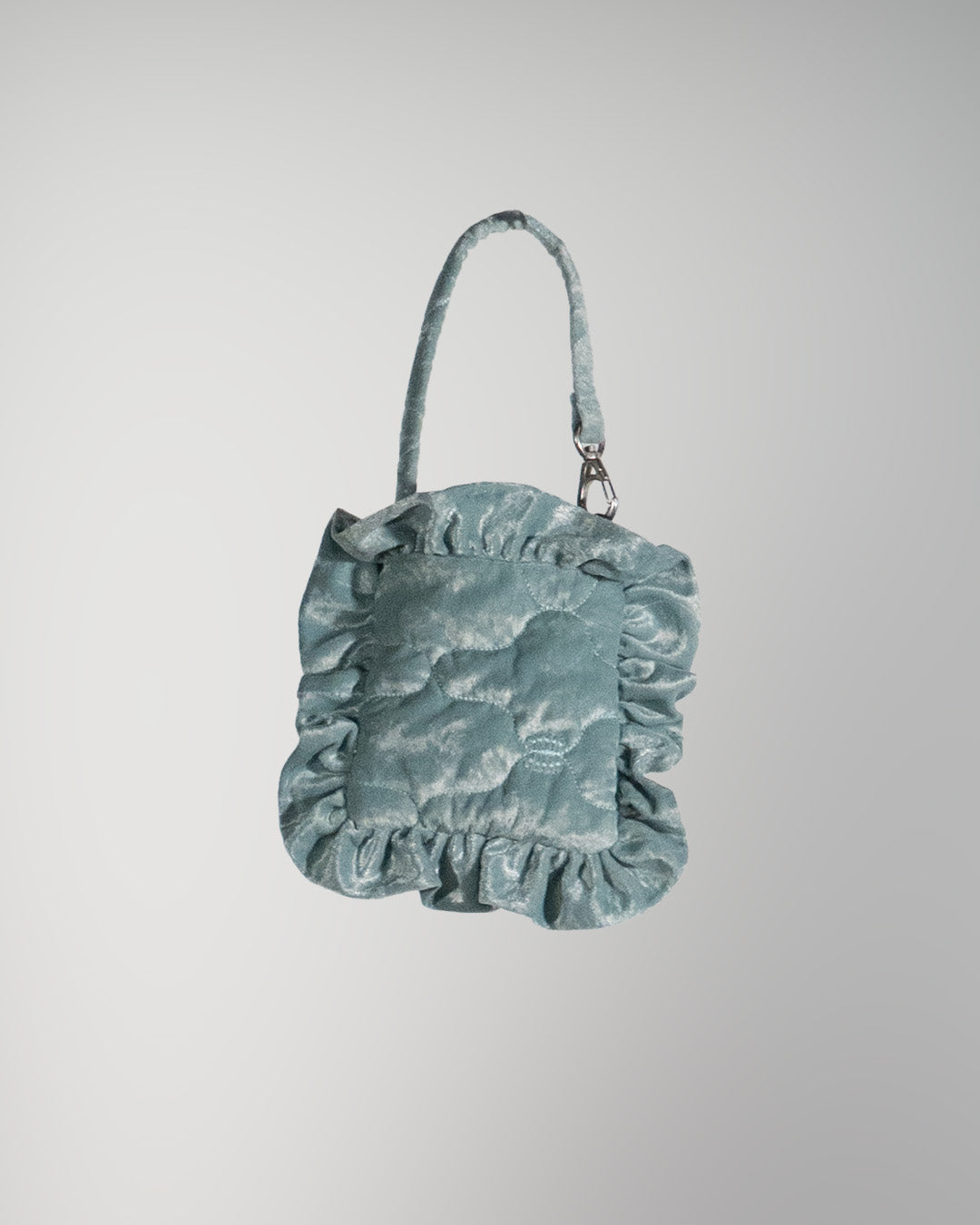 Sazanka quilted velour pillow bag mini Mint green【予約販売：2026年9月～10月発送予定】