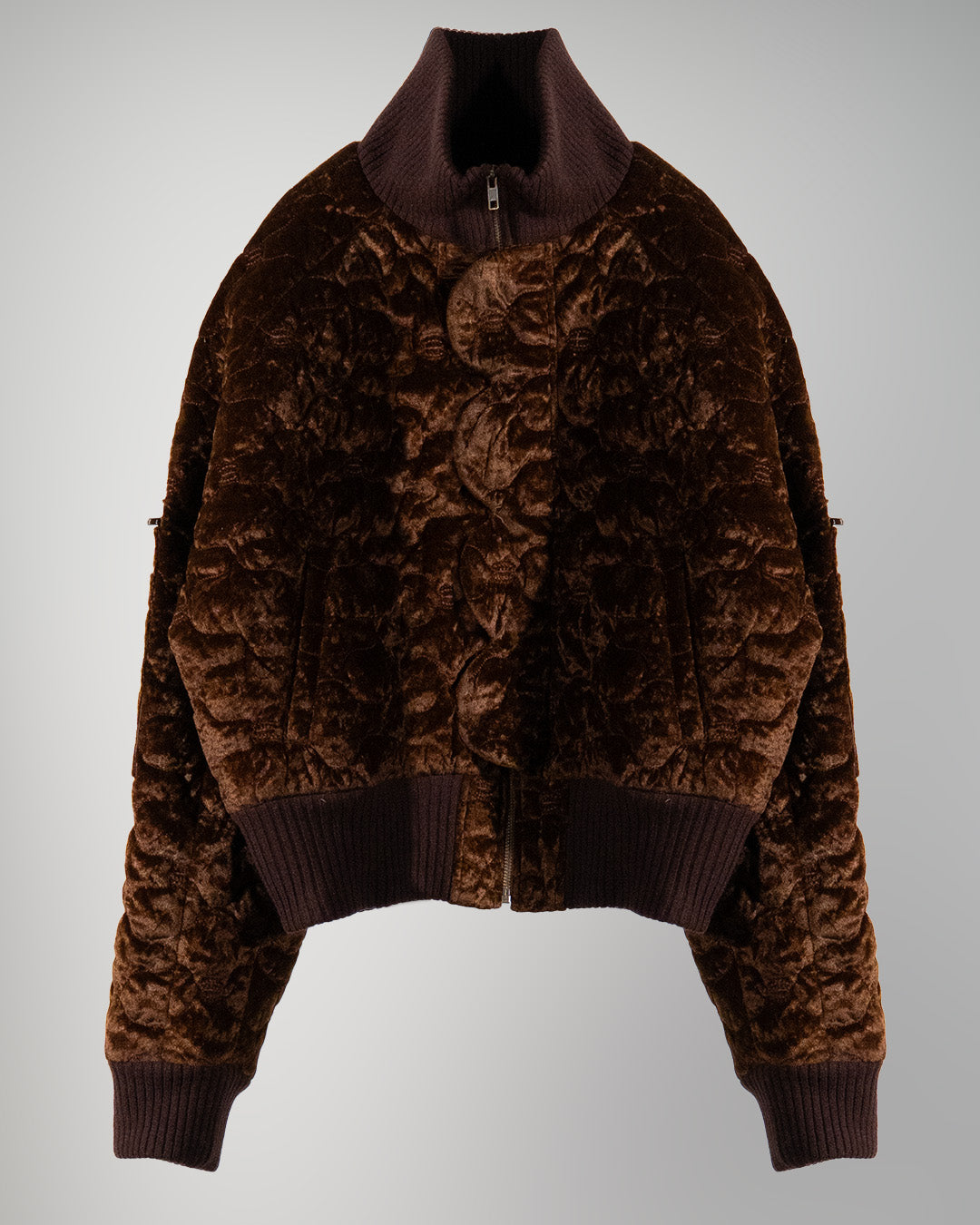 Sazanka quilted velour bomber jacket Chocolate【予約販売：2026年9月～10月発送予定】