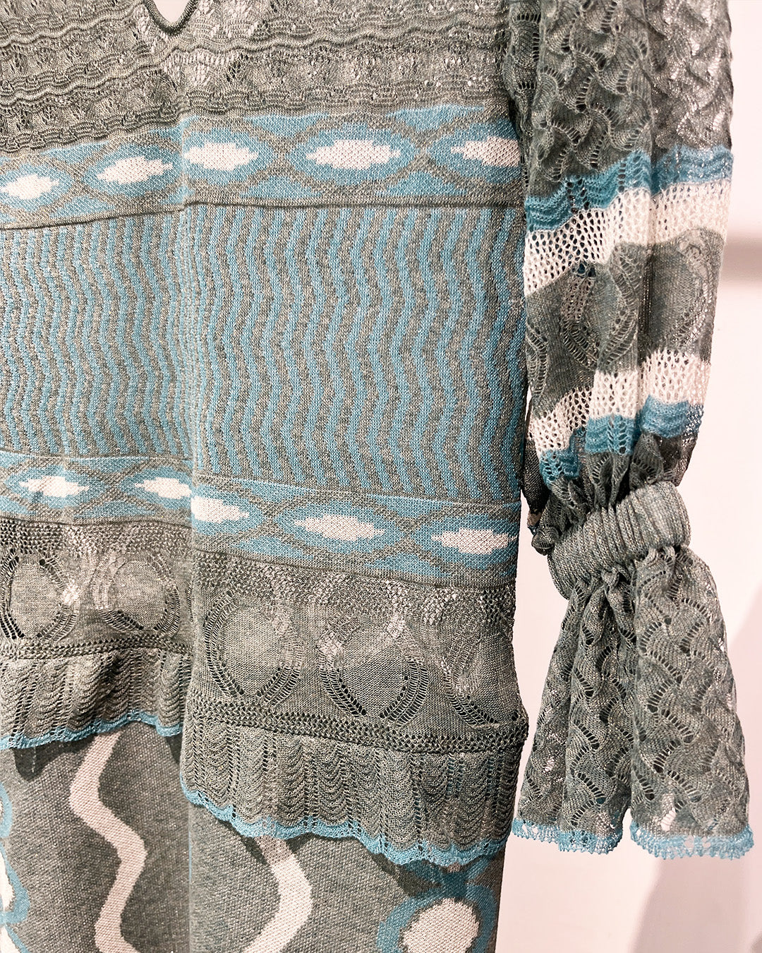 Sazanka wave-pattern lamé knitted dress Mint green【予約販売：2026年9月～10月発送予定】