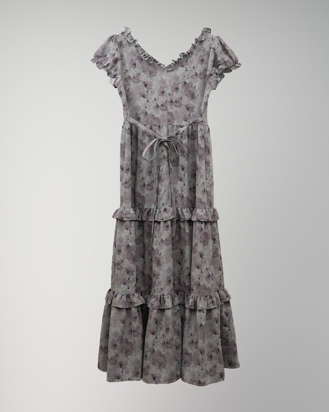 Snapdragon Floral Print Dress Gray