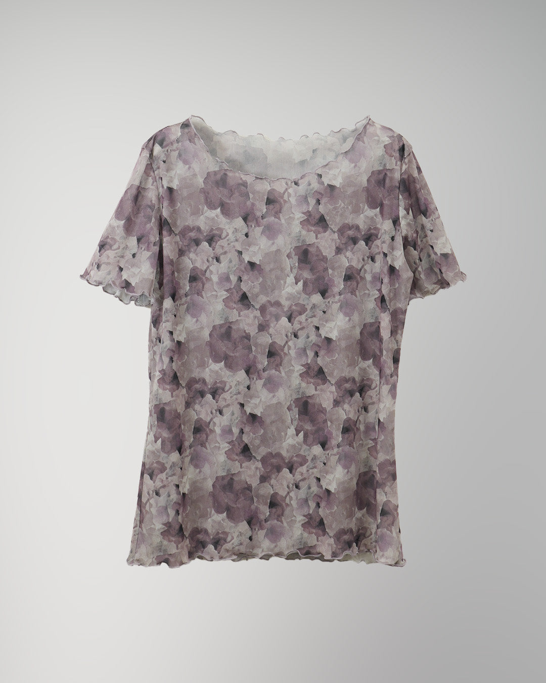 Snapdragon Floral Print Fitted T-shirt Gray