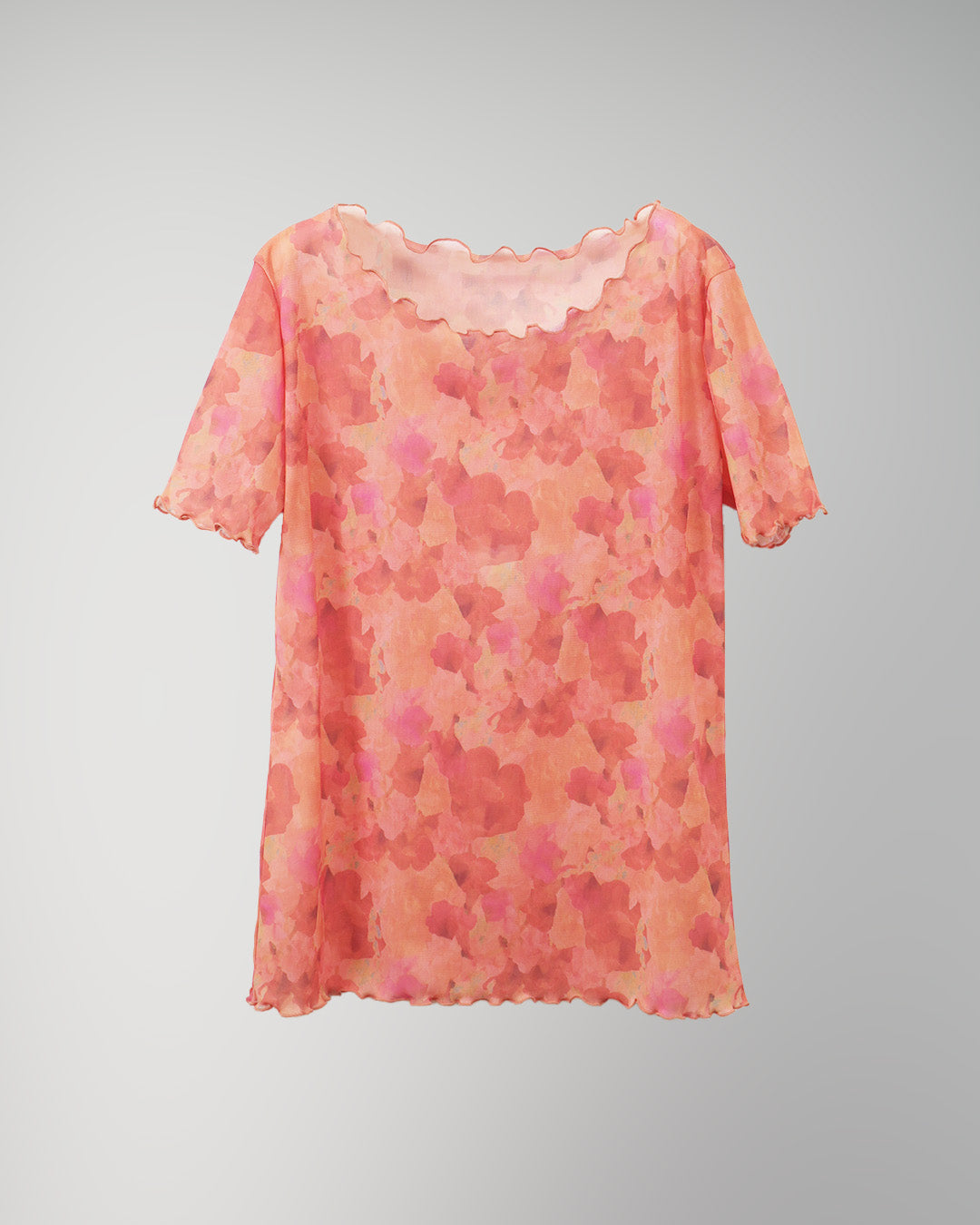 Snapdragon Floral Print Fitted T-shirt Pink