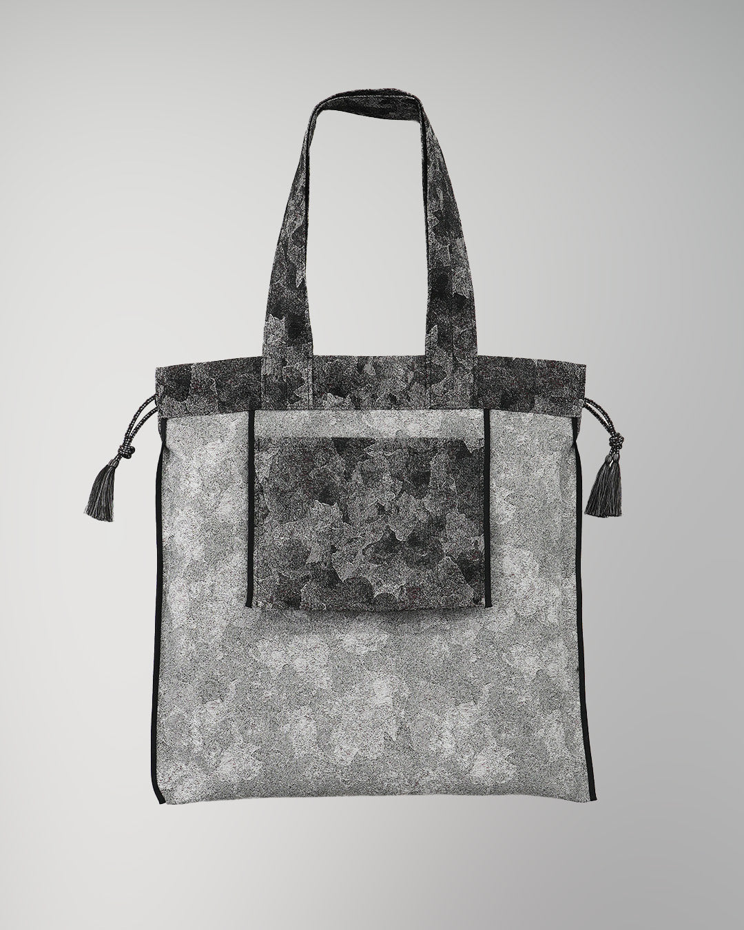Snapdragon Floral Jacquard Reversible Tote Bag Gray