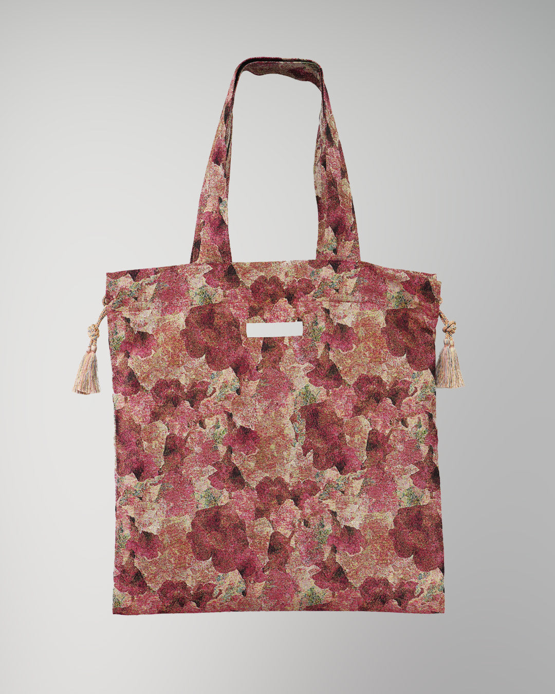 Snapdragon Floral Jacquard Reversible Tote Bag Red