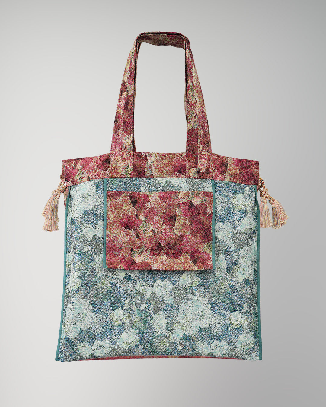 Snapdragon Floral Jacquard Reversible Tote Bag Red