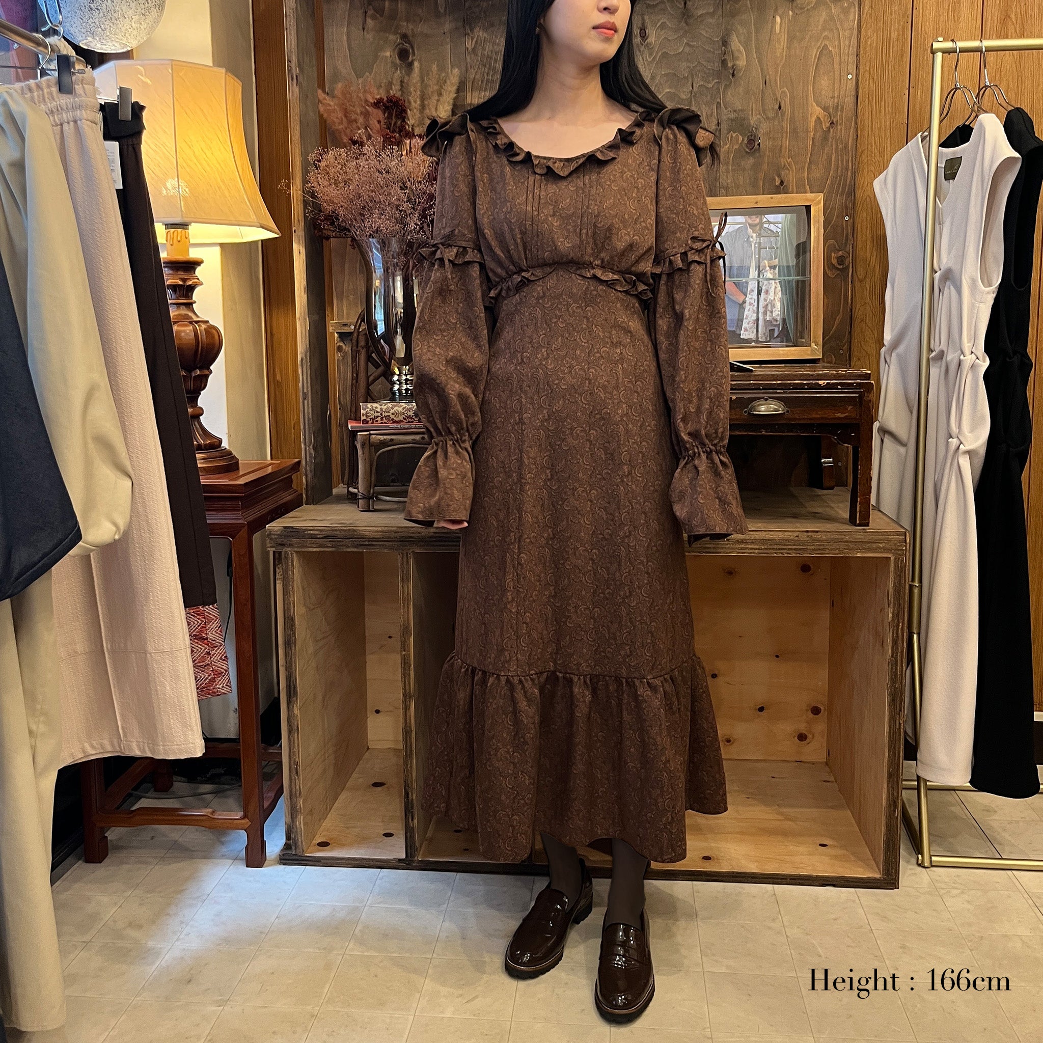 Ash frill midi dress Brown