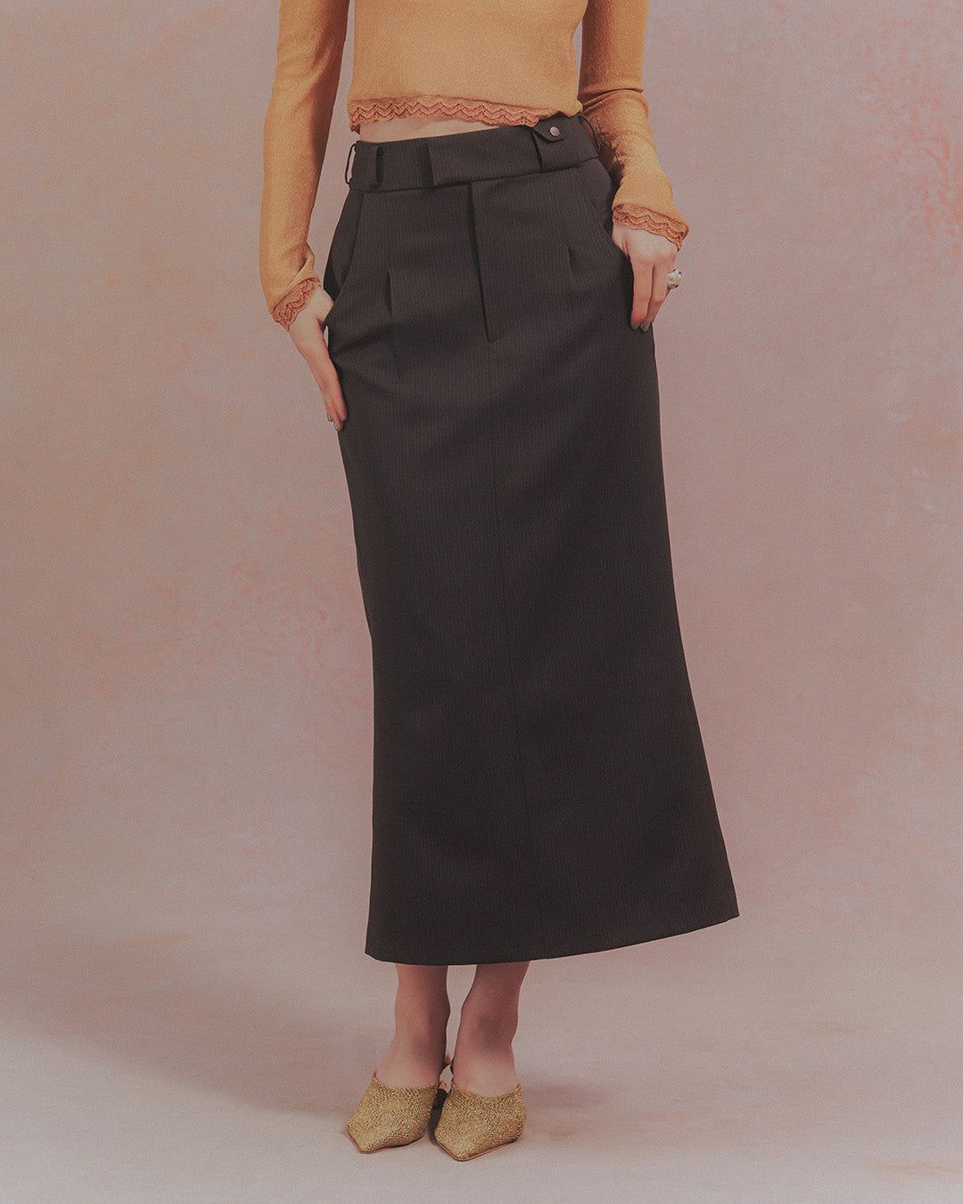 Wool tight skirt Dark brown【予約販売：2026年9月～10月発送予定】