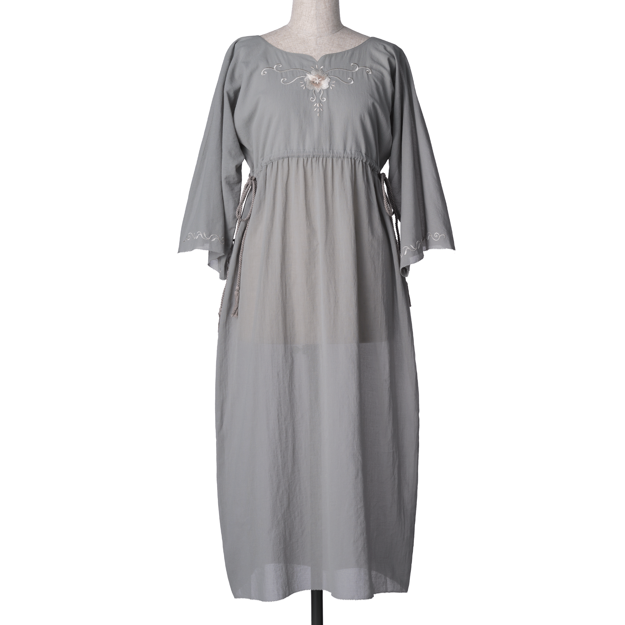 Alstroemeria embroidery tunic maxi dress