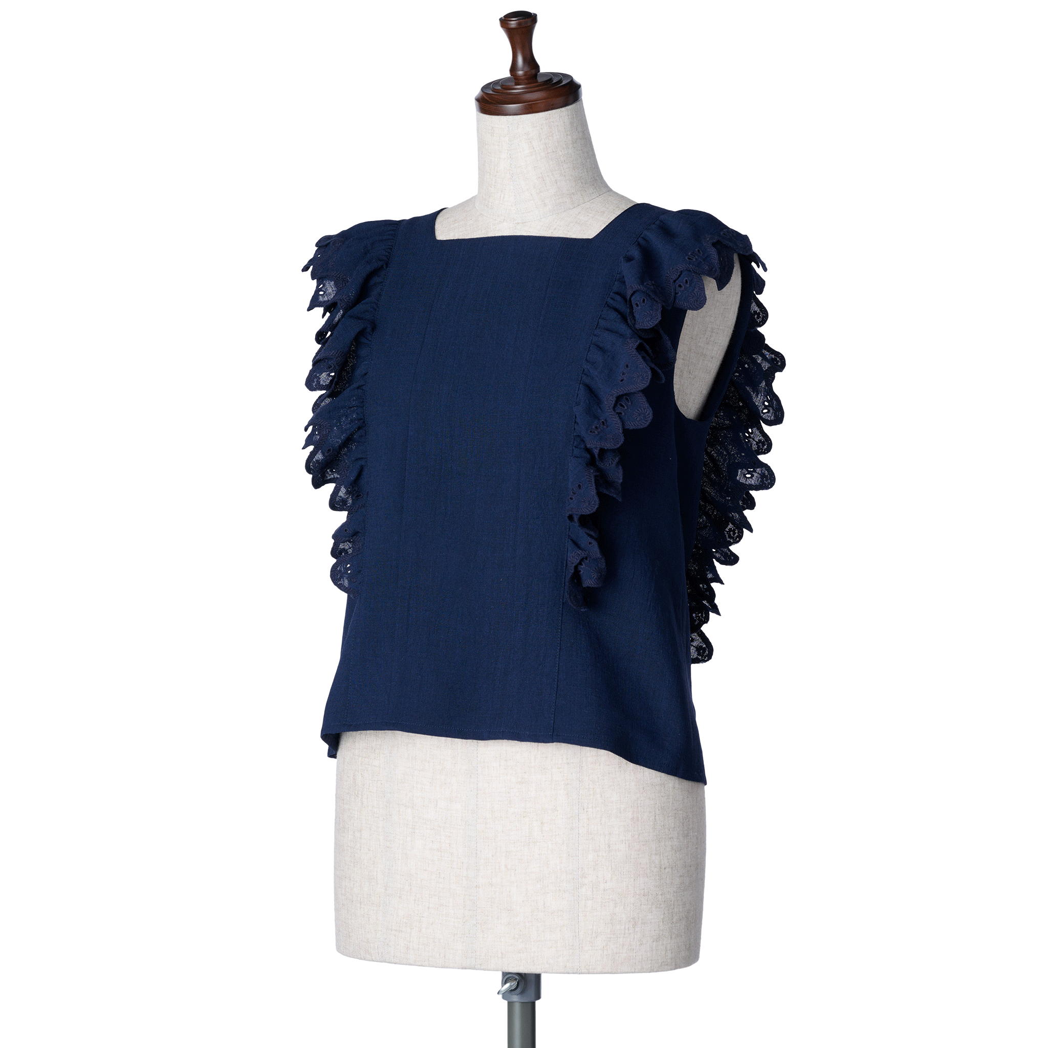 Wave eyelet embroidery frill blouse