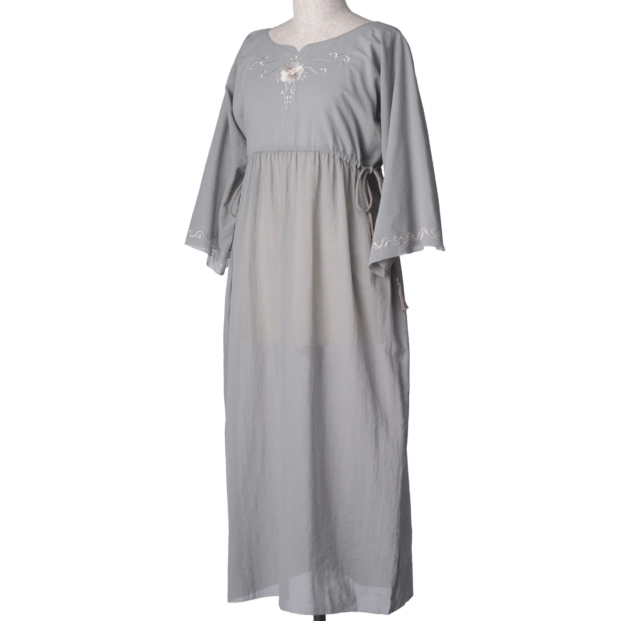 Alstroemeria embroidery tunic maxi dress